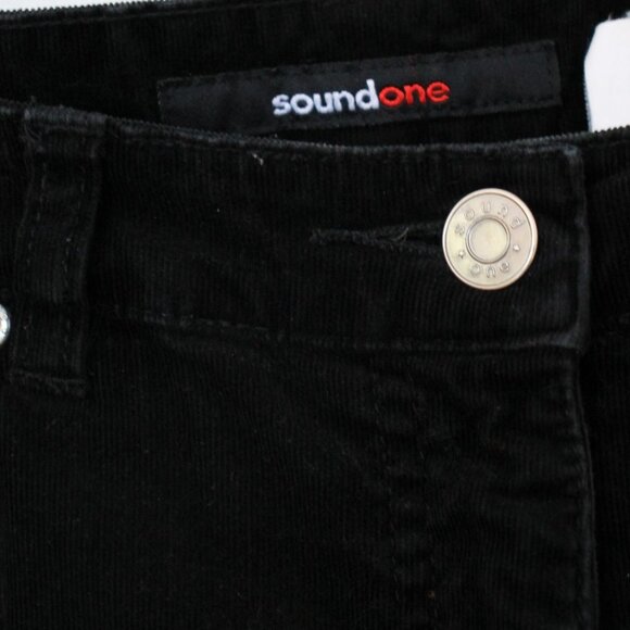 Black velvet pants for women, SOUNDONE straight leg loose fit, Cotton - Picture 3 of 4